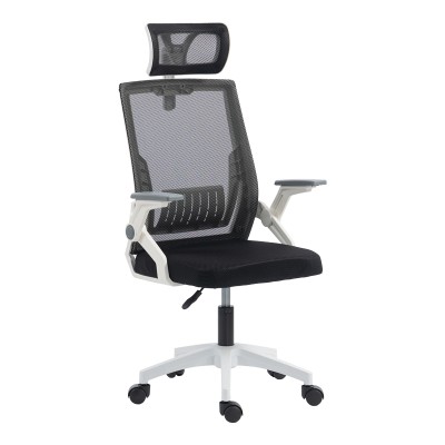 Καρέκλα γραφείου Plymot pakoworld λευκή - mesh μαύρο 48x58x112-122εκ