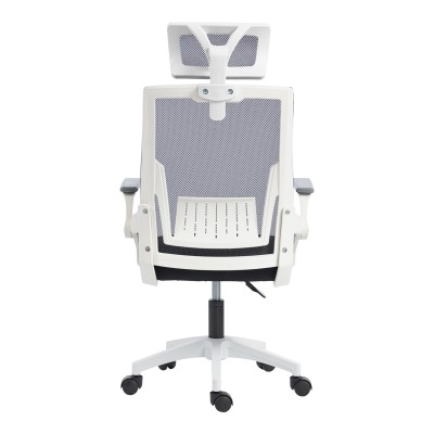 Καρέκλα γραφείου Plymot pakoworld λευκή - mesh μαύρο 48x58x112-122εκ