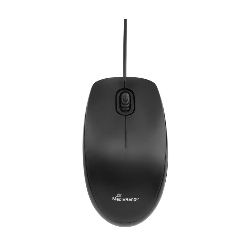 MediaRange Optical Mouse Corded 3-Button Silent-click 1000 dpi (Black, Wired) (MROS212)