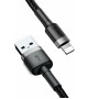 Baseus CALKLF-BG1 Cafule USB Lightning Καλώδιο 1,5A 2m Γκρι & Μαύρο