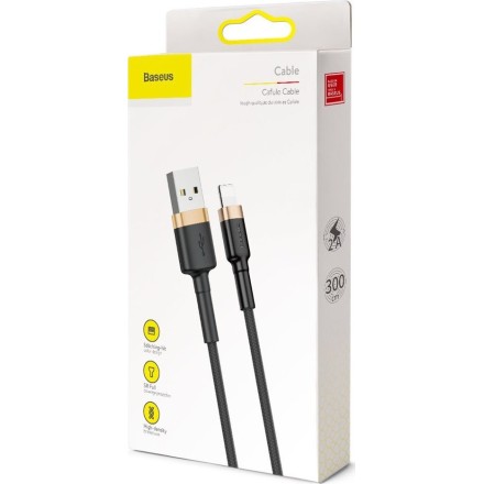Baseus CALKLF-BG1 Cafule USB Lightning Καλώδιο 2A 3m Γκρι & Μαύρο