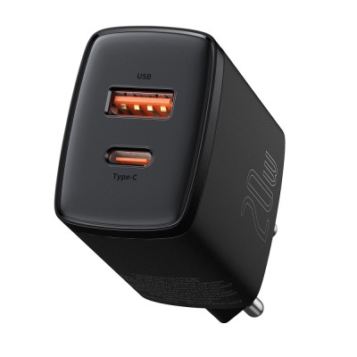 Baseus Φορτιστής Χωρίς Καλώδιο με Θύρα USB-A και Θύρα USB-C 20W Power Delivery / Quick Charge 3.0 Μαύρος (CCXJ-B01)