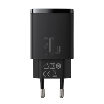 Baseus Φορτιστής Χωρίς Καλώδιο με Θύρα USB-A και Θύρα USB-C 20W Power Delivery / Quick Charge 3.0 Μαύρος (CCXJ-B01)