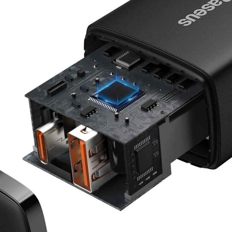 Baseus Φορτιστής Χωρίς Καλώδιο με Θύρα USB-A και Θύρα USB-C 20W Power Delivery / Quick Charge 3.0 Μαύρος (CCXJ-B01)