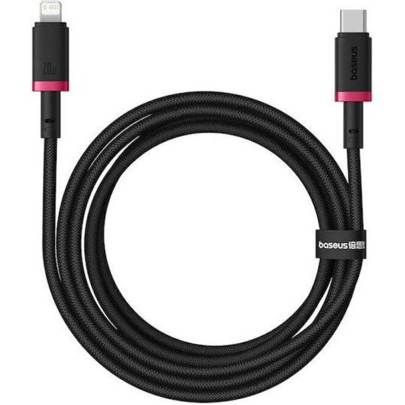 BASEUS DURA SERIES, ΚΑΛΩΔΙΟ ΓΡΗΓΟΡΗΣ ΦΟΡΤΙΣΗΣ, TYPE-C ΣΕ LIGHTNING, 20W, 2m, ΚΟΚΚΙΝΟ-ΜΑΥΡΟ
