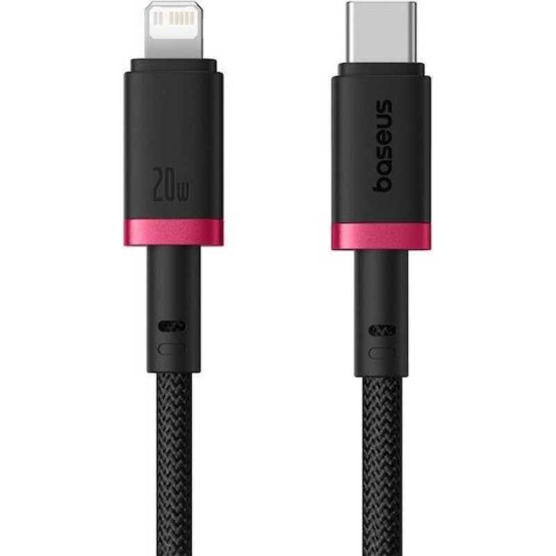 BASEUS DURA SERIES, ΚΑΛΩΔΙΟ ΓΡΗΓΟΡΗΣ ΦΟΡΤΙΣΗΣ, TYPE-C ΣΕ LIGHTNING, 20W, 2m, ΚΟΚΚΙΝΟ-ΜΑΥΡΟ