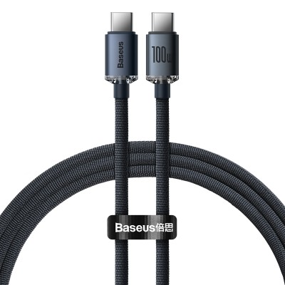 BASEUS Cable Type-C - Type-C, 1.2m, 100W, Crystal Shine (CAJY000601) /black