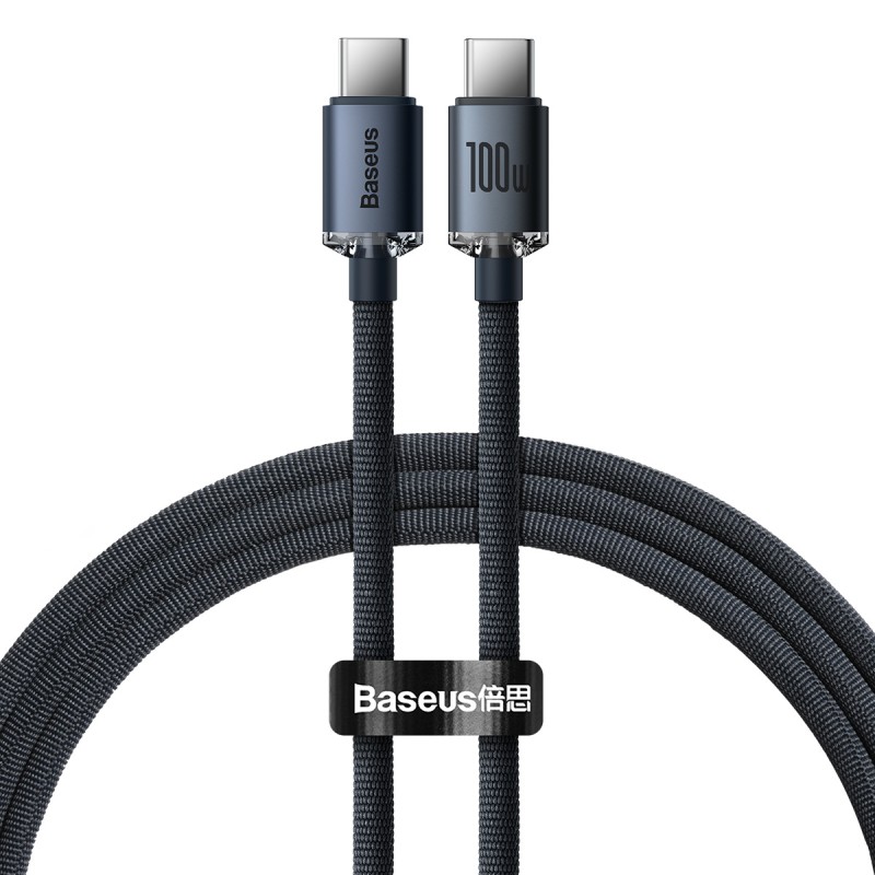 BASEUS Cable Type-C - Type-C, 1.2m, 100W, Crystal Shine (CAJY000601) /black