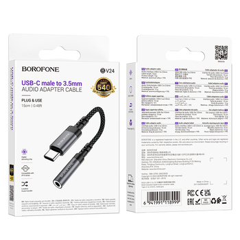 Borofone Adapter BV24 Graceful - Type C to jack 3,5mm - grey