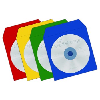 MediaRange Paper Sleeves for 1 Disc Assorted Colours 100 Pack (MRBOX67)