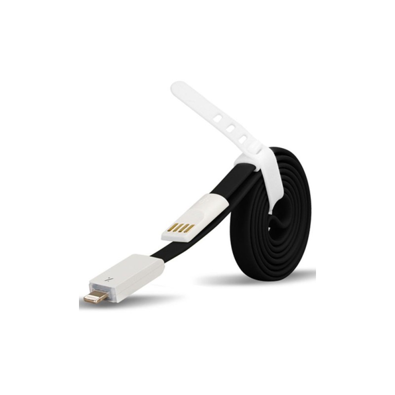 Detech data Cable USB - Lightning, iPhone 5/5s, 6,6S / 6plus,6S plus, Flat, with magnet, 1m - 14288