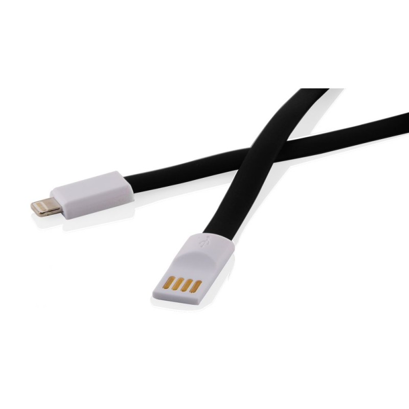 Detech data Cable USB - Lightning, iPhone 5/5s, 6,6S / 6plus,6S plus, Flat, with magnet, 1m - 14288