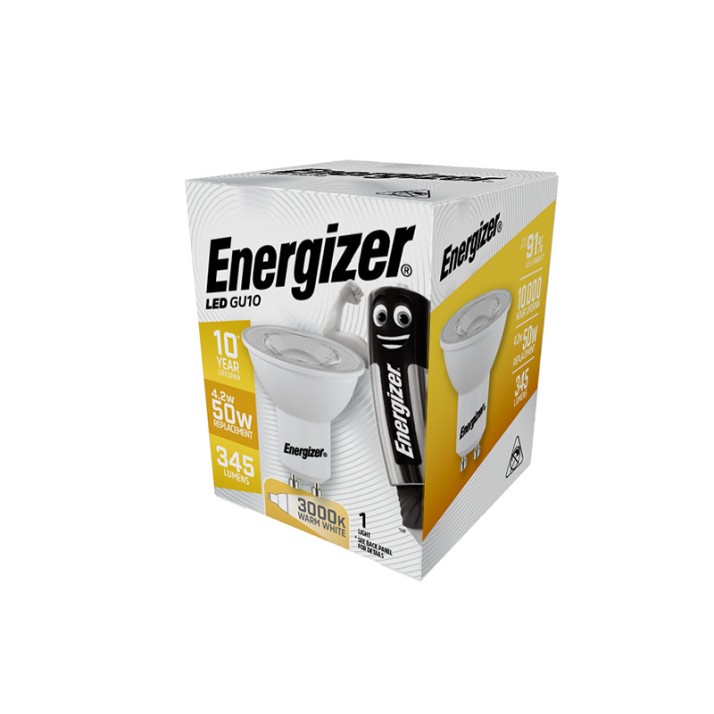 ENERGIZER S16569 ΛΑΜΠΑ ΛΕΥΚΗ ΣΥΣΚΕΥΑΣΙΑ LED GU10 345LM ΘΕΡΜΟ 3000Κ