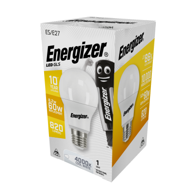 ΛΑΜΠΑ ENERGIZER S16604 ΛΕΥΚΗ ΣΥΣΚΕΥΑΣΙΑ LED GLS(A60) E27 8,2W 820LM ΗΜΕΡΑΣ COOL WHITE