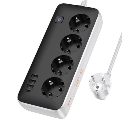 HOCO AC21 Power strip Sunlight 4 ports + 4 sockets EU