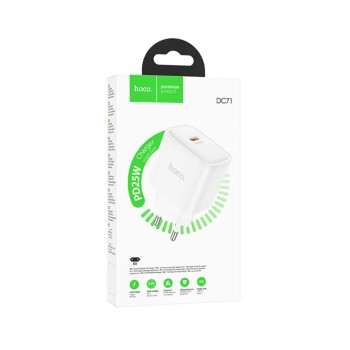 HOCO DC71 Φορτιστής Ταξιδίου 1xUSB-C PD25W QC Λευκός