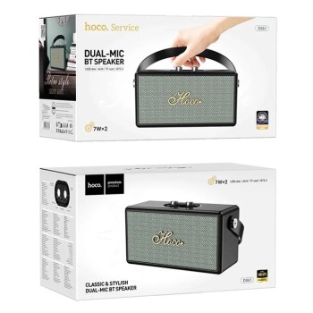 Hoco DS61 Φορητό Ηχείο Rhyme Retro Leather 14W BT V5.3 SD CARD AUX USB και FM Ραδιόφωνο 2400mAh Black