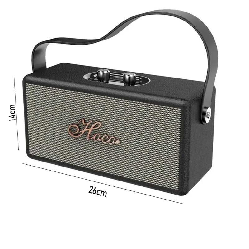 Hoco DS61 Φορητό Ηχείο Rhyme Retro Leather 14W BT V5.3 SD CARD AUX USB και FM Ραδιόφωνο 2400mAh Black