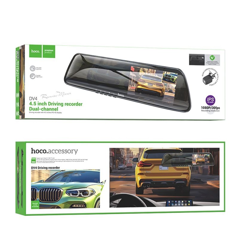 HOCO car camera / driving recorder on the mirror + with DV4 rearview camera