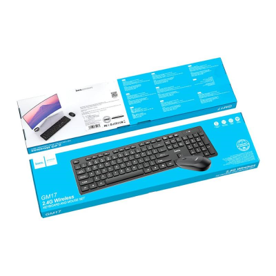 Hoco GM17 Πληκτρολόγιο και Ποντίκι Wireless Business Set Full Size 104 Πλήκτρα 2.4GHz USB Dongle Μαύρο