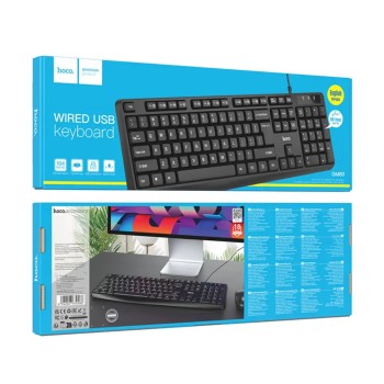 Hoco GM60 Ενσύρματο Πληκτρολόγιο Cool 104 Πλήκτρα Splash Proof με USB-A Καλώδιο 1.45m Μαύρο
