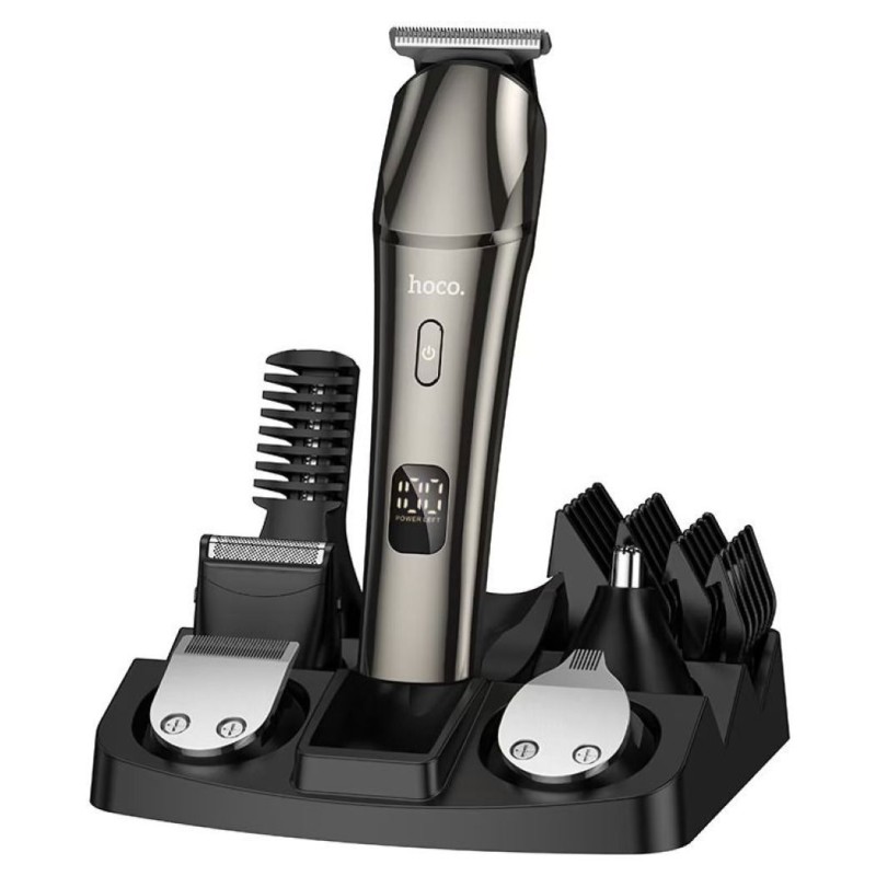 HOCO HP26 Hair Clipper Set 6 in 1 Κουρευτική Μηχανή - Metal Gray