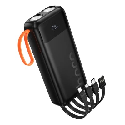 Hoco J151A Power Bank Spirit 20000mAh με 4 Καλώδια Φόρτισης, Φακό και LED Ένδειξη Μαύρο