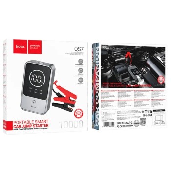 Hoco QS7 Power Bank Source 10000mAh PD18W QC με 2xUSB-A 1xUSB-C LED Ένδειξη Μπαταρίας και Προσάρτημα Εκκίνησης Αυτοκινήτου 800A Ασημί