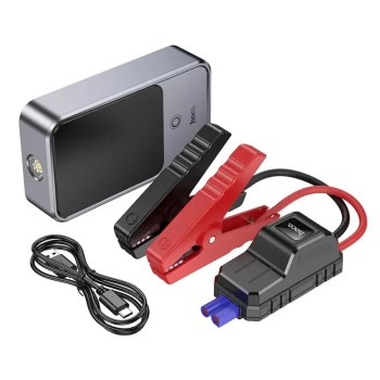 Hoco QS7 Power Bank Source 10000mAh PD18W QC με 2xUSB-A 1xUSB-C LED Ένδειξη Μπαταρίας και Προσάρτημα Εκκίνησης Αυτοκινήτου 800A Ασημί