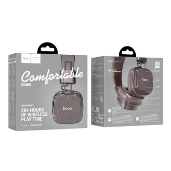Hoco W56 Wireless Ακουστικά Stereo Earl V5.4 250mAh με AUX και Μικρόφωνο Καφέ - Μαύρο