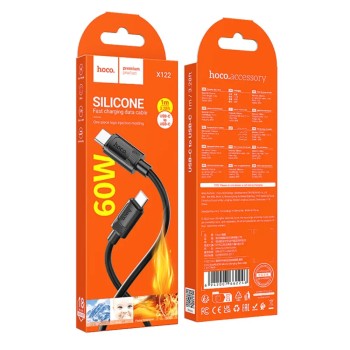 HOCO X122 Καλώδιο σύνδεσης Benefit USB-C σε USB-C PD60W 3A για Γρήγορη Φόρτιση Μαύρο 1m