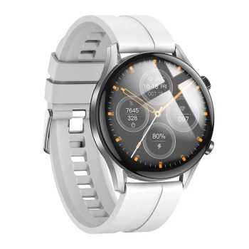 Hoco Y7 Pro Smartwatch 1.39" Bluetooth v5.0 240mAh IP67 με Δυνατότητα Κλήσεων Silicon Band Ασημί