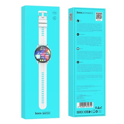 Hoco Y7 Pro Smartwatch 1.39" Bluetooth v5.0 240mAh IP67 με Δυνατότητα Κλήσεων Silicon Band Ασημί
