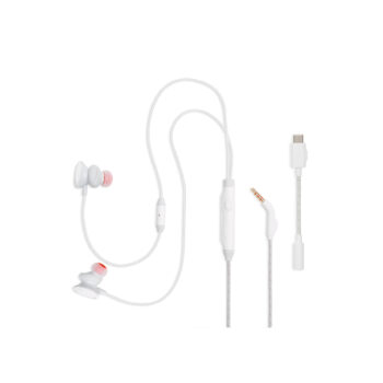 JBL Quantum 50C, InEar Wired Gaming Headphones, USB-C Dongle (White)