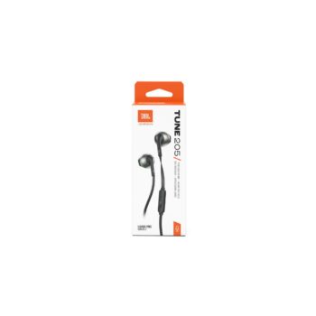 JBL T205Ε, InEar Universal Headphones 1-button Mic/Remote (Black)