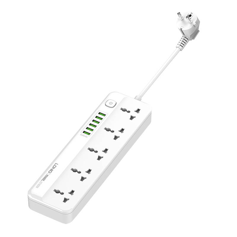 LDNIO Πολύπριζο Τροφοδοσίας με 5 πρίζες AC, 6xUSB SC5614, EU/US, 2500W (Λευκό)