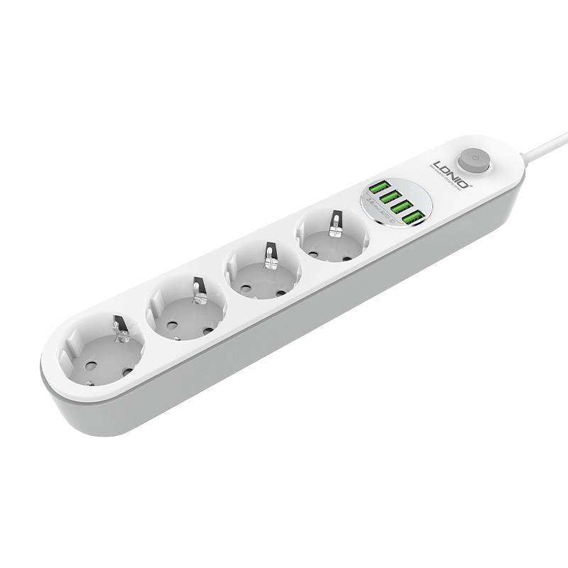 LDNIO Πολύπριζο Τροφοδοσίας με 4 πρίζες AC, 4x USB, SE4432, 2m Λευκό