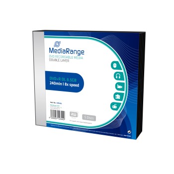MediaRange DVD+R Dual Layer 240' 8.5GB 8x Slimcase Pack x 5 (MR465)
