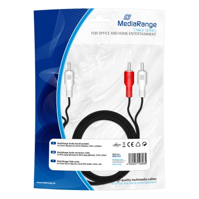 Καλώδιο MediaRange Audio 2x RCA plug (phono)/2x RCA plug (phono) 3.0M Black (MRCS124)