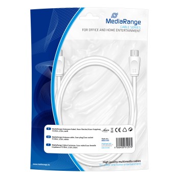 Καλώδιο MediaRange Coax Plug/Coax Socket, 75 Ohm, 3.0M, White (MRCS163)