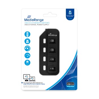 MediaRange Usb Hub 4-Port Usb 3.0 (Black) (MRCS505)