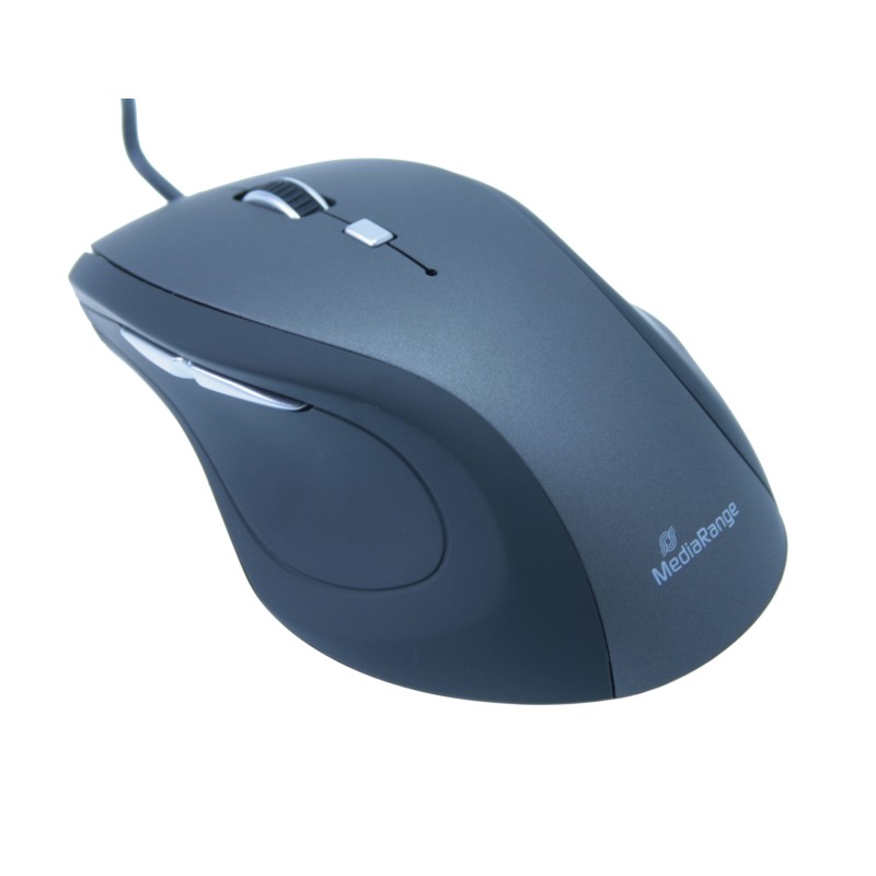 MediaRange Optical Mouse 800, 1200, 1600 and 2400 dpi (Black/Grey, Wired) (MROS202)