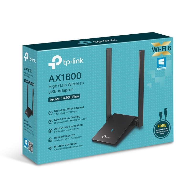 TP-Link Archer TX20U Plus AX1800 Dual Antennas High Gain Wireless USB Adapter V1