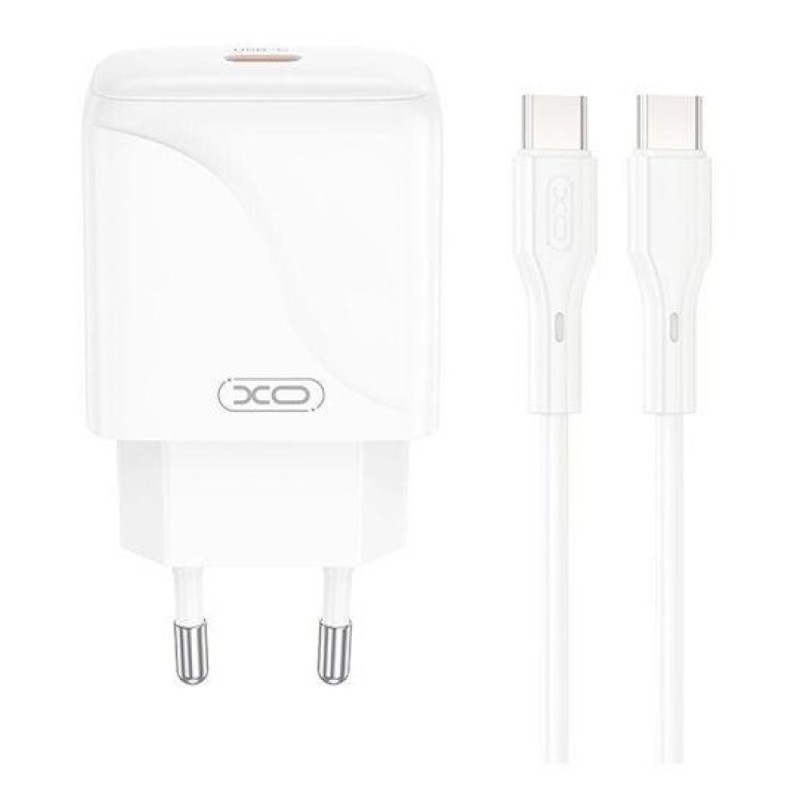XO L141 φορτιστής 20W, 1 θύρα TYPE-C με καλώδιο PD σε TYPE-C, Λευκό