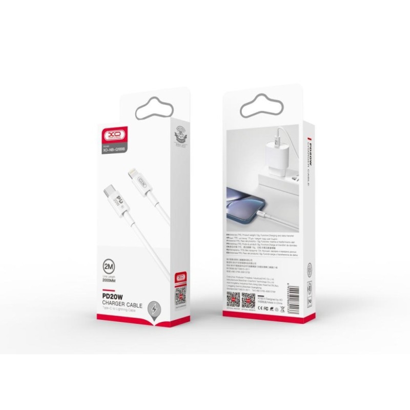 XO NB-Q189B ΚΑΛΩΔΙΟ ΦΟΡΤΙΣΗΣ 20W Charger Cable PD ΣΕ LIGHTNING, 2m