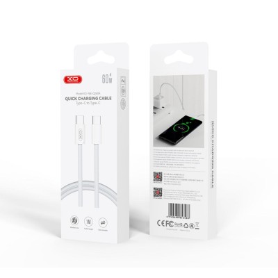 XO NB-Q260A Cable Type-C - Type-C, 60W, Braided, PD white 1M