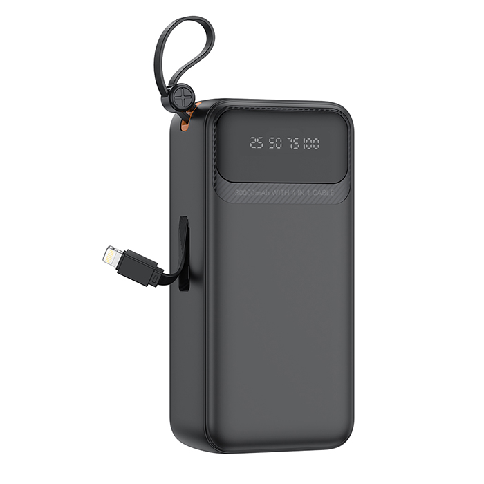 XO PR280 Powerbank 30.000mAh, με 4 ενσωματωμένα καλώδια (USB-A, USB-C, MICRO, LIGHTNING)