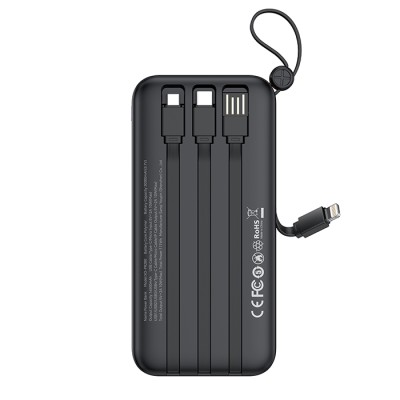 XO PR280 Powerbank 30.000mAh, με 4 ενσωματωμένα καλώδια (USB-A, USB-C, MICRO, LIGHTNING)