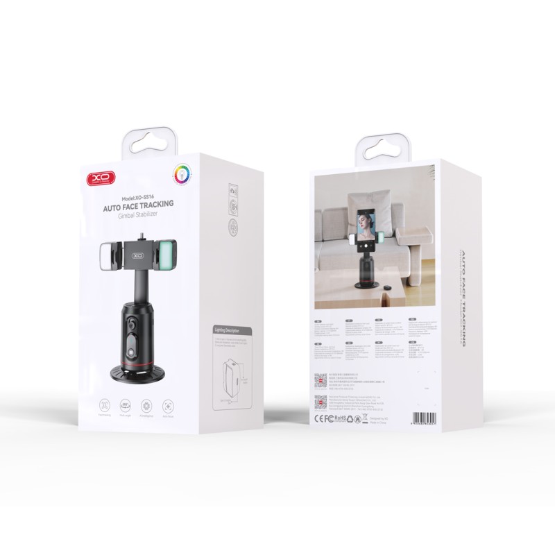 XO AI stabilizer/holder with auto tracking SS16 + Dual lights, Bluetooth /black/
