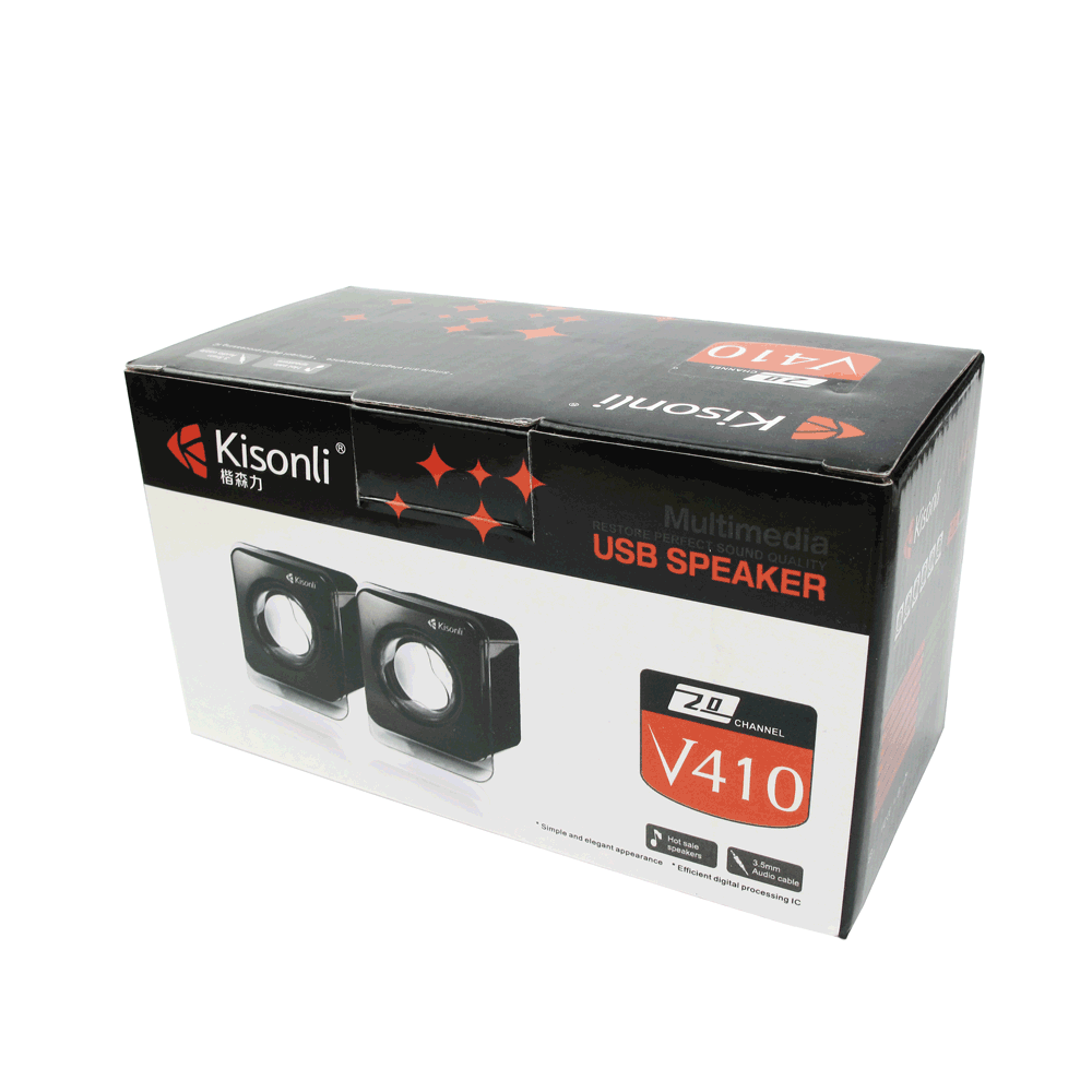 KISONLI SPEAKERS V410 2x3W USB, BLACK